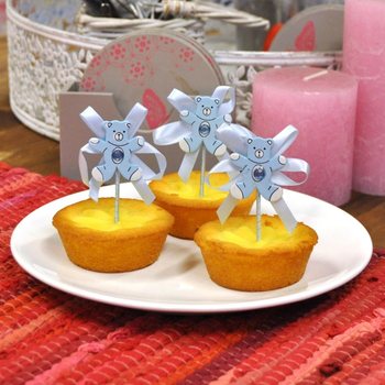 YENİ DOĞAN CUPCAKE S&Uuml;S&Uuml; - MAVİ AYICIK (12 adet)