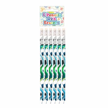 Futbol Kurşun Kalem ve Silgi Seti (6 Parça) - Stand (24 set)