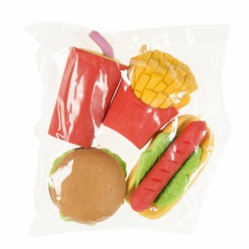 4 Par&ccedil;alı Fast Food Silgi Seti (12'li Teşhir Kutusu)