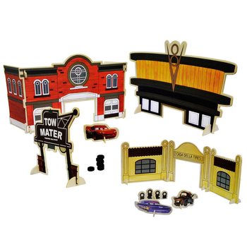 DISNEY CARS - MEGA B&Uuml;Y&Uuml;K AHŞAP SET "KENDİ CARS SETİNİ YAP"