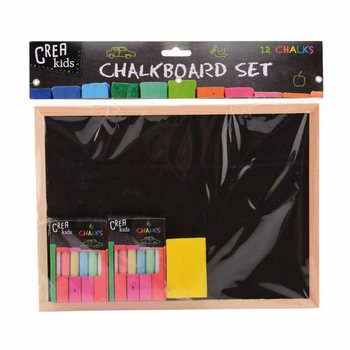 CREA KIDS Yazı Tahtası Seti 29x21CM, Tebeşir ve Süngerli (12 Parça)
