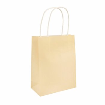 SAPLI KAĞIT ÇANTA - 14x21x7cm - Renk: FİLDİŞİ (24 Adet)