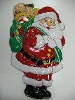 B&Uuml;Y&Uuml;K DEKORATİF LEVHA - HEDİYE &Ccedil;UVALLI NOEL BABA (2 adet)