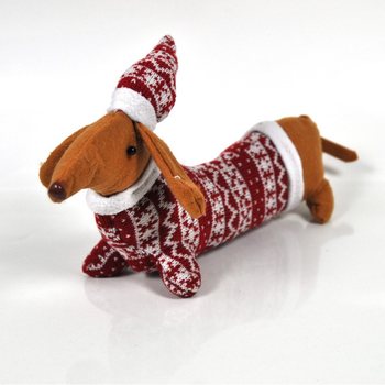 Peluş Noel Dachshund (2 Adet)