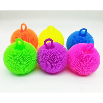 PARLAK RENKLİ PUFFER TOPU - 8CM - TEŞHİR KUTUSUNDA (12 adet)