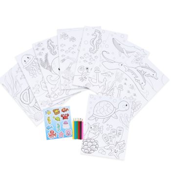 B&Uuml;Y&Uuml;K BOYAMA SETİ - MODEL: SEA LIFE - 22x30x1 CM (12 Adet)