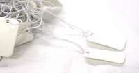 BEYAZ LASTİKLİ TAKI ETİKETİ - Ebat 1.5x2.4 cm (100 Adet)