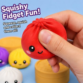 RAGE - Squishy SUGAR EDITION Bun Dumplings B&Uuml;Y&Uuml;K (8.5 x 8.5 x 4.8 cm) - Viral 2026 Fidget Oyuncak (12 Adet)