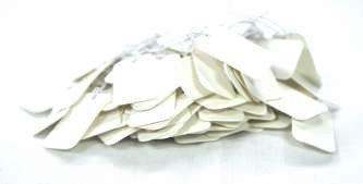 BEYAZ LASTİKLİ TAKI ETİKETİ - Ebat 1.5x2.4 cm (100 Adet)
