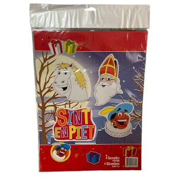 SINTERKLAAS SINT & PIET - 4 PAR&Ccedil;ALI &Ccedil;İFT TARAFLI DEKORASYON PANOSU SETİ (6 adet)