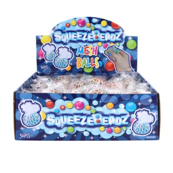 SQUEEZY BEADZ FİLELİ STRES TOPU STANTLI (36 Adet)
