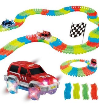 Karanlıkta Parlayan Arabalı ve Asans&ouml;rl&uuml; Geniş MAGIC ROAD Oyun Seti, 136 Par&ccedil;a