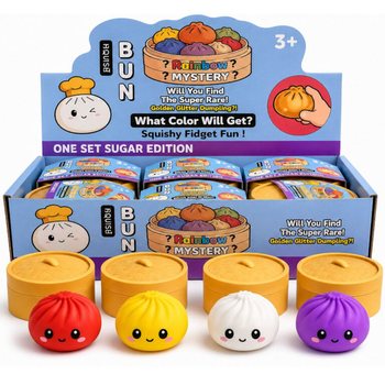 RAGE - Squishy SUGAR EDITION Bun Dumplings B&Uuml;Y&Uuml;K (8.5 x 8.5 x 4.8 cm) - Viral 2026 Fidget Oyuncak (12 Adet)