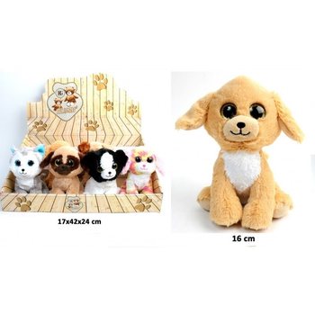 Lüks Peluş Köpekler, 16 cm, Mix Tasarım Standda (12 adet)