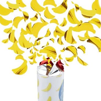 Muz Konfeti Tabancası &ndash; Renk: Sarı - 40 cm - party popper (10 adet)