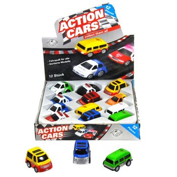 DİSPLAY İ&Ccedil;İNDE DIE CAST METAL S&Uuml;RTMELİ ARABALAR (12 adet)