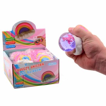 Standlı G&ouml;kkuşağı Unicorn Sıkıştırma Topu (12 Adet)