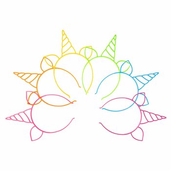 Unicorn / Tek Boynuzlu At Taç, Karışık Neon Renkler (24 Adet)
