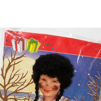Siyah Bukleli ve 2 &Ouml;rg&uuml;l&uuml; &Ccedil;ocuk Piet Peruğu (1 Adet)