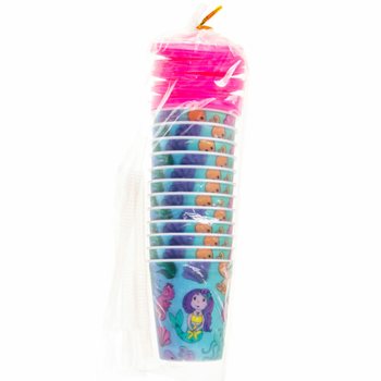 PİPETLİ İ&Ccedil;ECEK / DONDURMA BARDAĞI &ndash; DENİZ KIZI (12 Adet)
