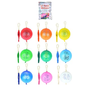 Karışık Desenli Lastikli Punch Balon (50 Adet)