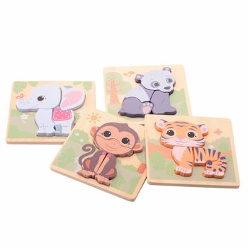 JOUECO - THE WILDIES FAMILY KARIŞIK AHŞAP PUZZLE - 12 Ay ve &Uuml;zeri (12 adet)