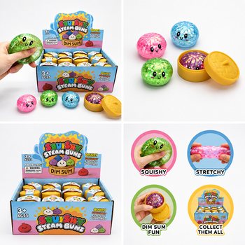 RAGE - Simli Yumuşak &Ccedil;in Mantısı SQUISHY GLITTER Bun Dumplings K&Uuml;&Ccedil;&Uuml;K (Ebat 5.5 x 5.5 x 3 cm) - Viral 2026 Stres Oyuncağı (24 Adet)
