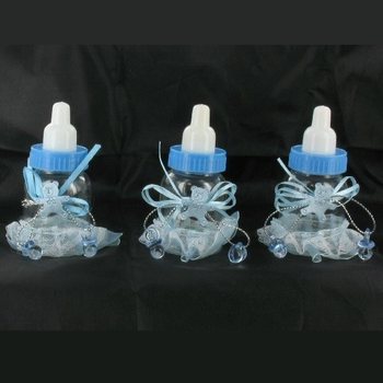 Püsküllü Mavi Dekoratif Bebek Biberonları (6 adet)