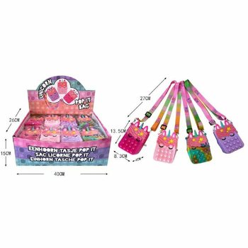 TEK BOYNUZLU AT (UNICORN) POP-IT KIZ &Ccedil;OCUK &Ccedil;ANTASI (24 Adet Standlı)