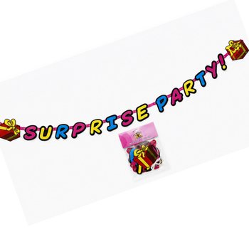 SURPRISE PARTY YAZILI BANNER S&Uuml;S - UZUNLUK: 180 CM (6 Adet)