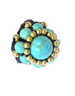 Turkuaz Taşlı Ibiza Tarzı Yüzük | Boho Yüzük