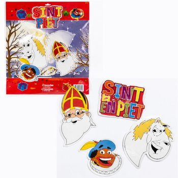 SINTERKLAAS SINT & PIET - 4 PAR&Ccedil;ALI &Ccedil;İFT TARAFLI DEKORASYON PANOSU SETİ (6 adet)