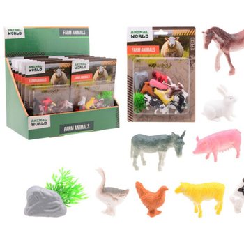 ANIMAL WORLD - &Ccedil;iftlik Hayvanları Oyun Seti 12 Par&ccedil;a - Standlı (12 adet)