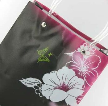 Hediye Paketi / Taşıma &Ccedil;antası Siyah/Pembe/Beyaz &Ccedil;i&ccedil;ek Medium (12 adet)