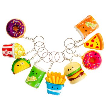 SQUISHY FAST FOOD ANAHTARLIKLAR STANDDA (24 Adet)