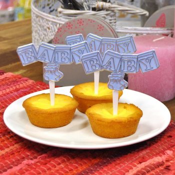 DOĞUM CUPCAKE S&Uuml;S&Uuml; K&Uuml;RDANI - BEBEK MAVİSİ (12 Adet)