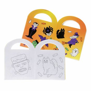 &Ccedil;ıkartmalı K&uuml;&ccedil;&uuml;k Halloween Boyama Kitapları (48 Adet)
