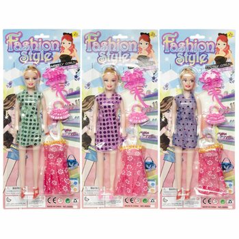 Kartelada Elbiseli Moda Bebeği (12 Adet)