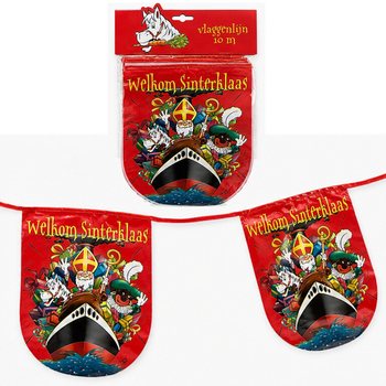 SINTERKLAAS - Welkom Sinterklaas Flama Bayrak Zinciri - 10 Metre (6 Adet)
