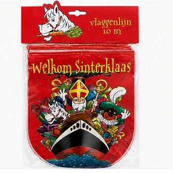 SINTERKLAAS - Welkom Sinterklaas Flama Bayrak Zinciri - 10 Metre (6 Adet)