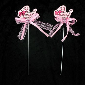 Doğum Günü Pasta Süsü Kürdanı - Pembe Bebek Arabası (12 adet)