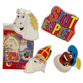 SINTERKLAAS SINT & PIET - 4 PARÇALI ÇİFT TARAFLI DEKORASYON PANOSU SETİ (6 adet)