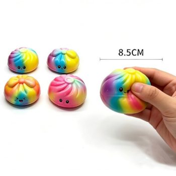 RAGE - G&ouml;kkuşağı Squishy Mantı B&Uuml;Y&Uuml;K BOY - PU K&ouml;p&uuml;k Serisi, 8.5x8.5x4.8 cm (12 Adet)
