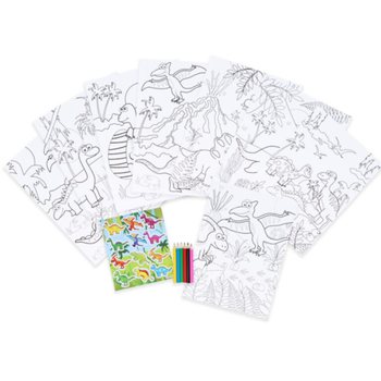 B&Uuml;Y&Uuml;K BOYAMA SETİ - MODEL: DİNOZOR - &Ouml;l&ccedil;&uuml;ler 22x30x1 CM (12 Adet)