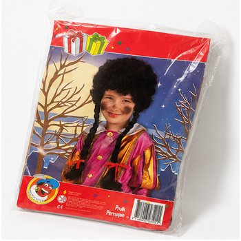 Siyah Bukleli ve 2 &Ouml;rg&uuml;l&uuml; &Ccedil;ocuk Piet Peruğu (1 Adet)