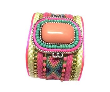 Pembe Taşlı Geniş Bileklik (1 adet)