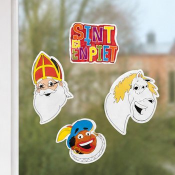 SINTERKLAAS SINT & PIET - 4 PAR&Ccedil;ALI &Ccedil;İFT TARAFLI DEKORASYON PANOSU SETİ (6 adet)