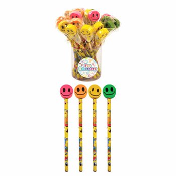 Neşeli Smiley Silgili Kalemler (24 adet)