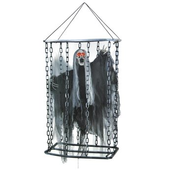 KAFES İÇİNDE IŞIKLI, SESLİ VE HAREKETLİ BÜYÜK ASILI CANAVAR 52 CM