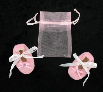 Hediye Keseli Dekoratif Bebek Patikleri - Pembe (12 &Ccedil;ift)